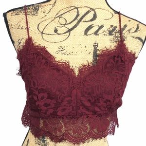 TOPSHOP Red Lace Bralette Tank Crop Top SEXY